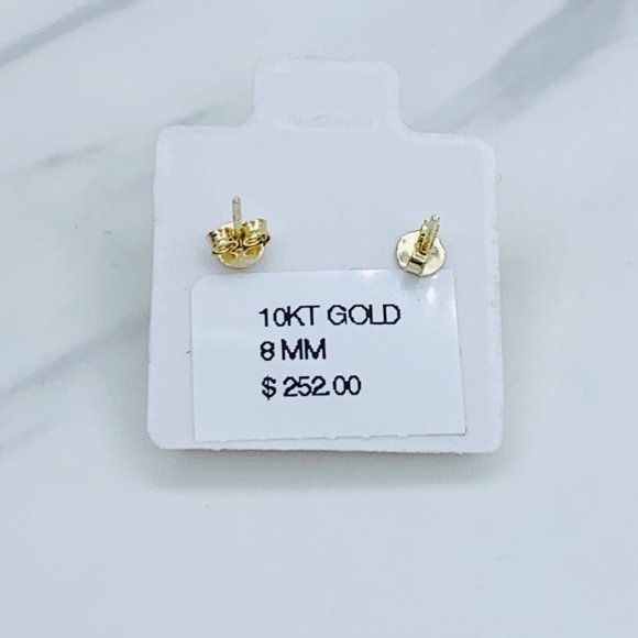 ❤️ Real 10k Gold Stud Earrings ❤️ Women ❤️ 8mm Blue - Picture 4 of 4
